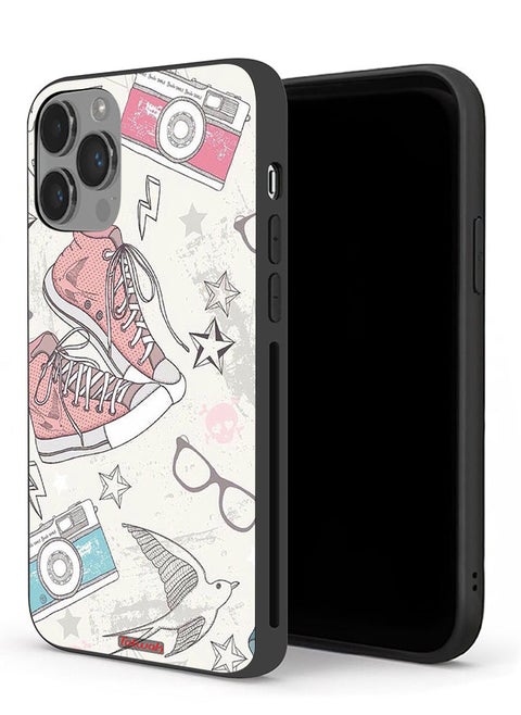 Apple iPhone 14 Pro Max Protective Case Canva Shoes And Camera Art
