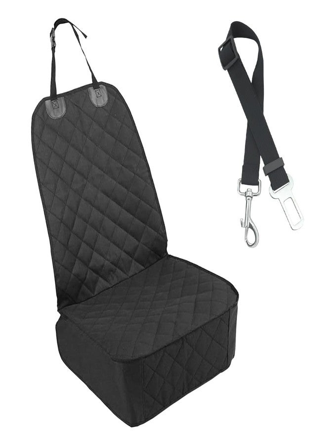 smilfuy Dog Car Front Seat Cover with Side Flaps, Waterproof & Scratch Proof Car Seat Protector for Dog, Nonslip Pet Car Seat Pad with Safety Belt, Fit for Most Cars SUVs Trucks Jeeps (Black) - Image 1