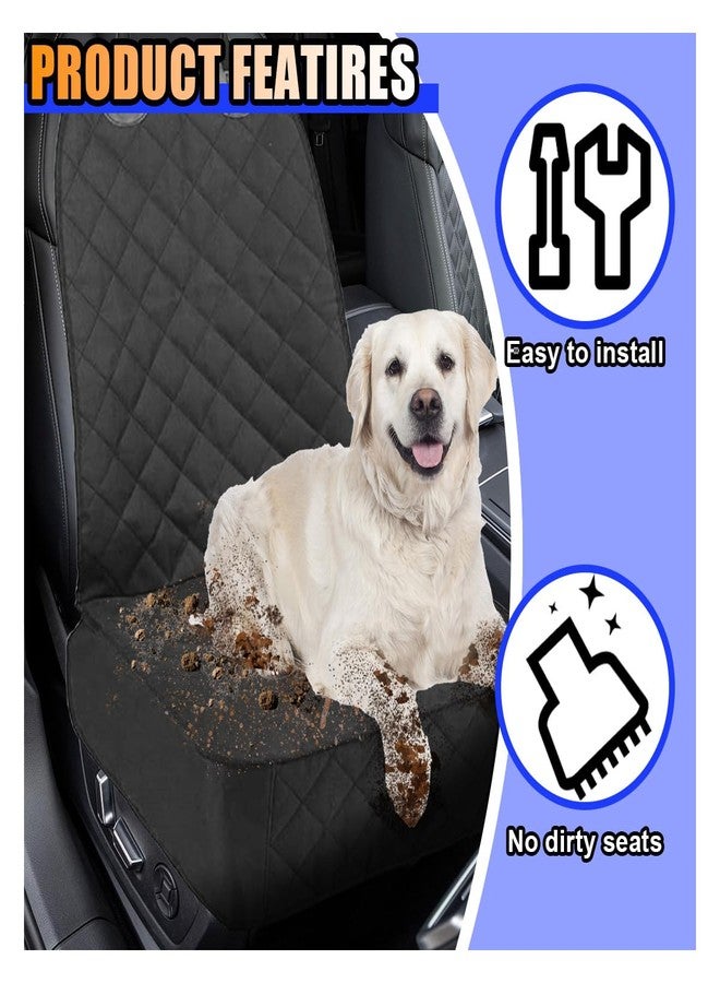 smilfuy Dog Car Front Seat Cover with Side Flaps, Waterproof & Scratch Proof Car Seat Protector for Dog, Nonslip Pet Car Seat Pad with Safety Belt, Fit for Most Cars SUVs Trucks Jeeps (Black) - Image 4