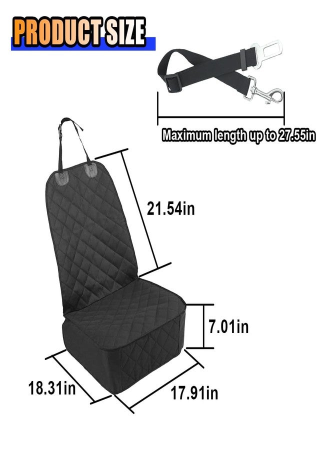 smilfuy Dog Car Front Seat Cover with Side Flaps, Waterproof & Scratch Proof Car Seat Protector for Dog, Nonslip Pet Car Seat Pad with Safety Belt, Fit for Most Cars SUVs Trucks Jeeps (Black) - Image 2
