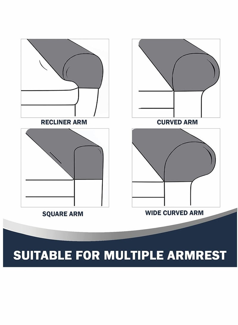 Captaintech SYOSI Sofa Armrest Covers, Stretch Silver Fox Velvet-Plush Arm Covers, for Chairs and Sofas Anti-Slip Couch Armrest Covers with Sticker Furniture Armrest Protector, Set of 2, Grey - Image 2