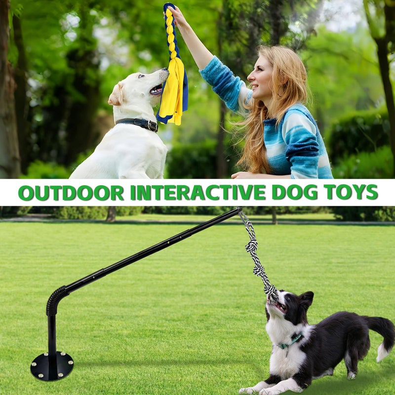 GRETMIX Tether Tug Outdoor Dog Toy, Interactive Exercise Game in Yard, Tether Tug with 2 Rope Toy and Bell for Large Medium Small Dog, Pull Chase and Tug of War - Image 4