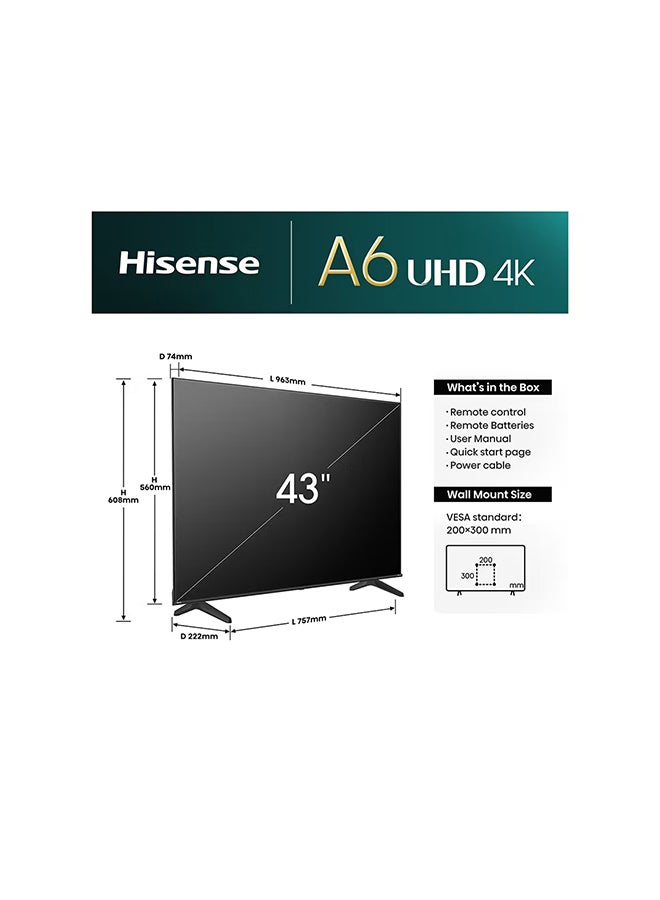 Hisense Renewed - 43 Inch 4K Full Smart TV 43A61N black - Image 5