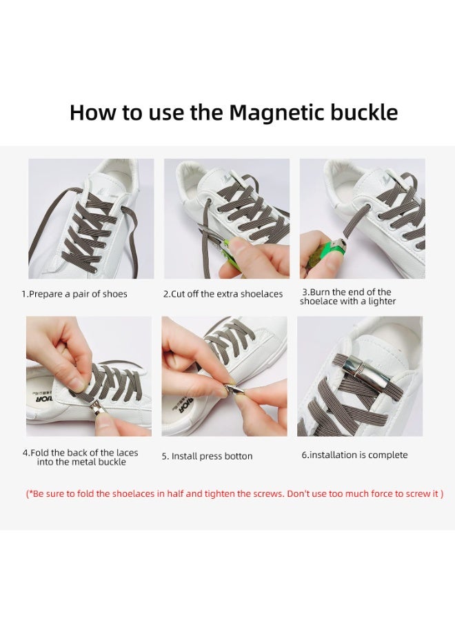 KISSUN 6Pcs Shoelaces Buckle Lock Metal Quick Magnetic No Tie Shoelaces Magnetic Shoe Strings for Kids Adults - Image 4