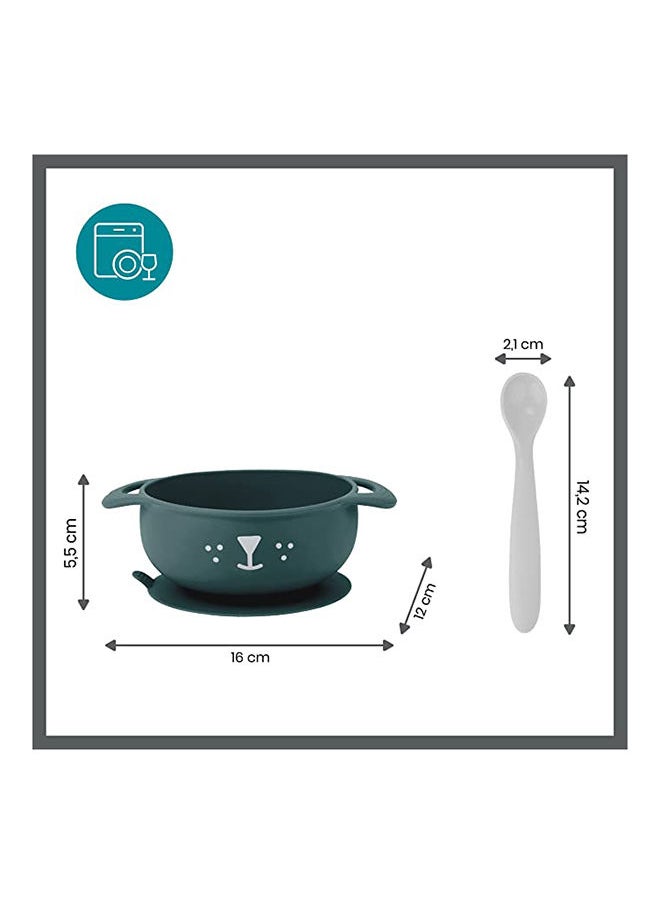 babymoov 2-Piece Silicone Bowl And Spoon Weaning Set In Blue, Soft Silicone Material, Non-Slip Base, Ergonomic Spoon Design, Microwave And Dishwasher Safe, Lightweight And Portable  - Image 2