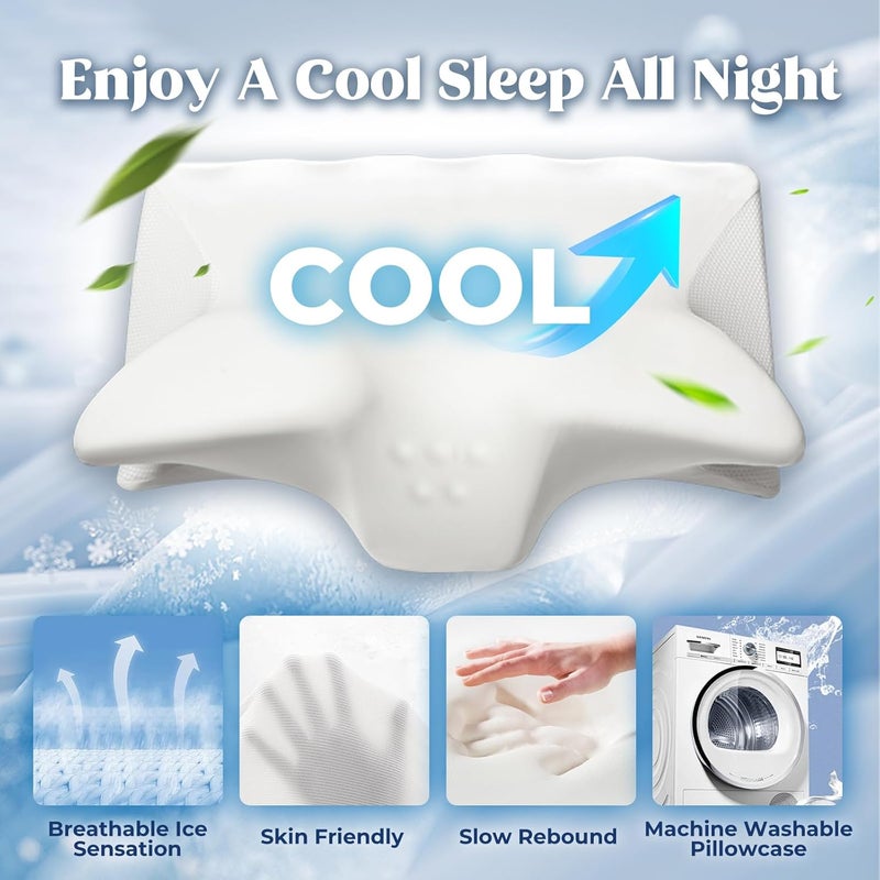 BEDCOOL Cervical Neck Pillow for Sleeping Ergonomic Pillow Contour Neck Support Memory Foam Pillows for Back, Side Sleeper Pillows - Image 3