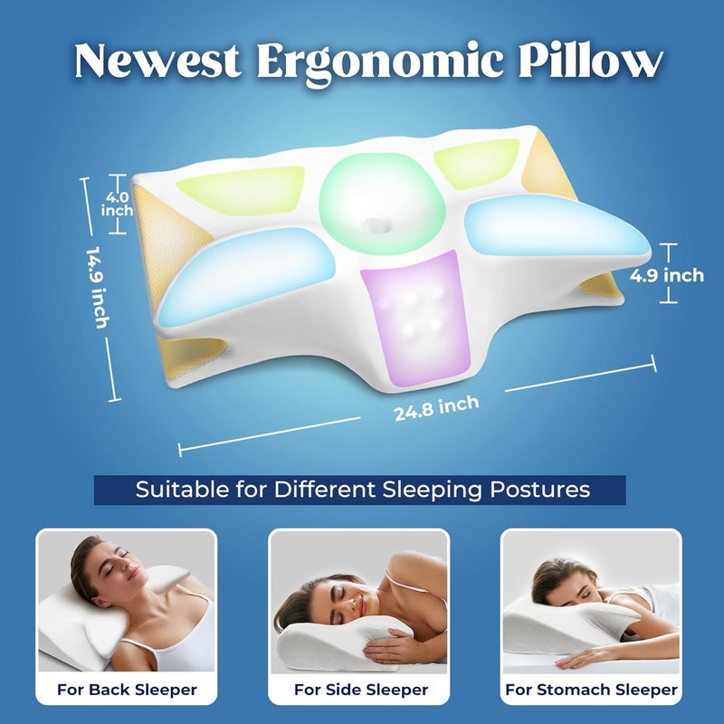 BEDCOOL Cervical Neck Pillow for Sleeping Ergonomic Pillow Contour Neck Support Memory Foam Pillows for Back, Side Sleeper Pillows - Image 5