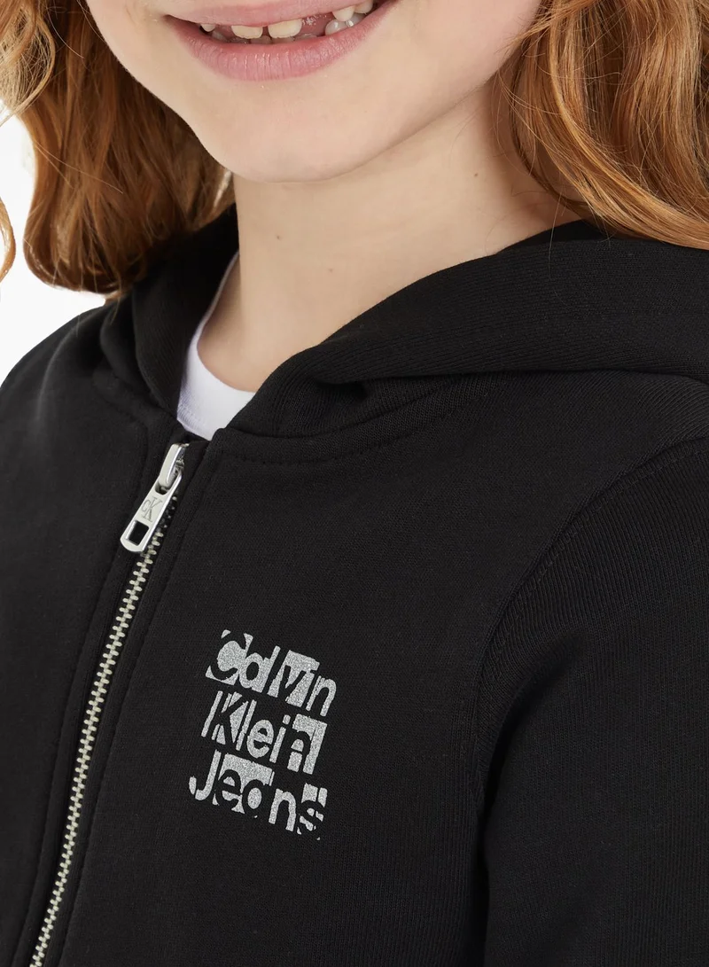 Calvin Klein Jeans Kids Logo Zip Through Hoodie