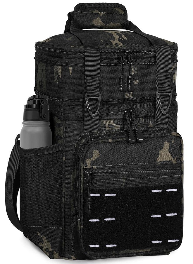 TENKIST Lunch Box Cooler Bag - Insulated Tactical Lunchbox for Men - Large Lunch Pail - 25L Black Camo - Image 1