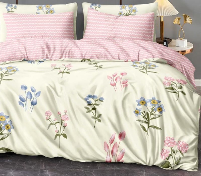SHOPICTED Microfiber Super Soft Ac Comforter/Duvet for Double Bed King Size 90 X 100 Inch, Reversible (Multicolor) - Flowers Bouquet - Image 2