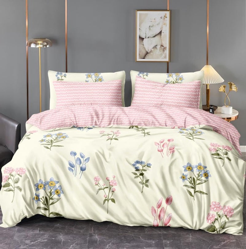 SHOPICTED Microfiber Super Soft Ac Comforter/Duvet for Double Bed King Size 90 X 100 Inch, Reversible (Multicolor) - Flowers Bouquet - Image 1