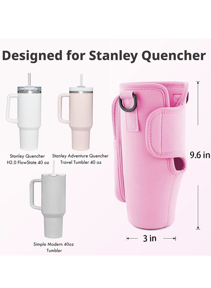 HOMESTAR Water Bottle Carrier Bag with Phone Pocket for Stanley 40oz Tumbler Holder Pouch Adjustable Shoulder Strap and Carabiner Cup Accessories Hiking Travelling Camping - Image 5