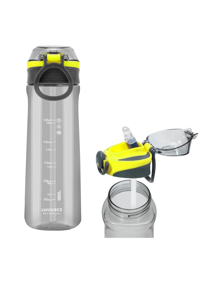 ZIPFORCE - ZIPFORCE Best Sports Water Bottle - 700ML Tritain Water Bottle with Time Maker Leakproof Free Drinking water bottle BPA free for Fitness, Gym and Outdoor Sports - Image 1
