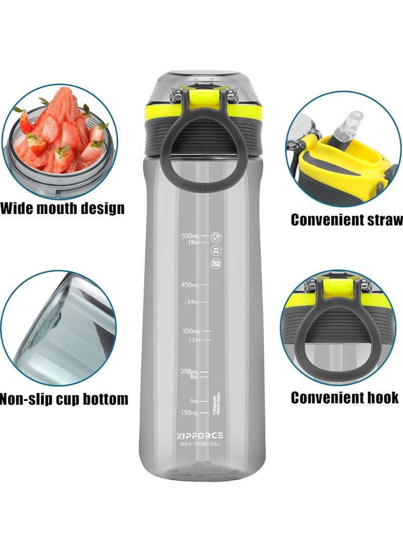 ZIPFORCE - ZIPFORCE Best Sports Water Bottle - 700ML Tritain Water Bottle with Time Maker Leakproof Free Drinking water bottle BPA free for Fitness, Gym and Outdoor Sports - Image 1