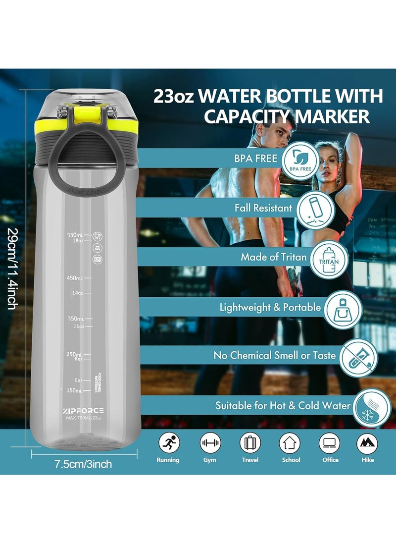 ZIPFORCE - ZIPFORCE Best Sports Water Bottle - 700ML Tritain Water Bottle with Time Maker Leakproof Free Drinking water bottle BPA free for Fitness, Gym and Outdoor Sports - Image 1