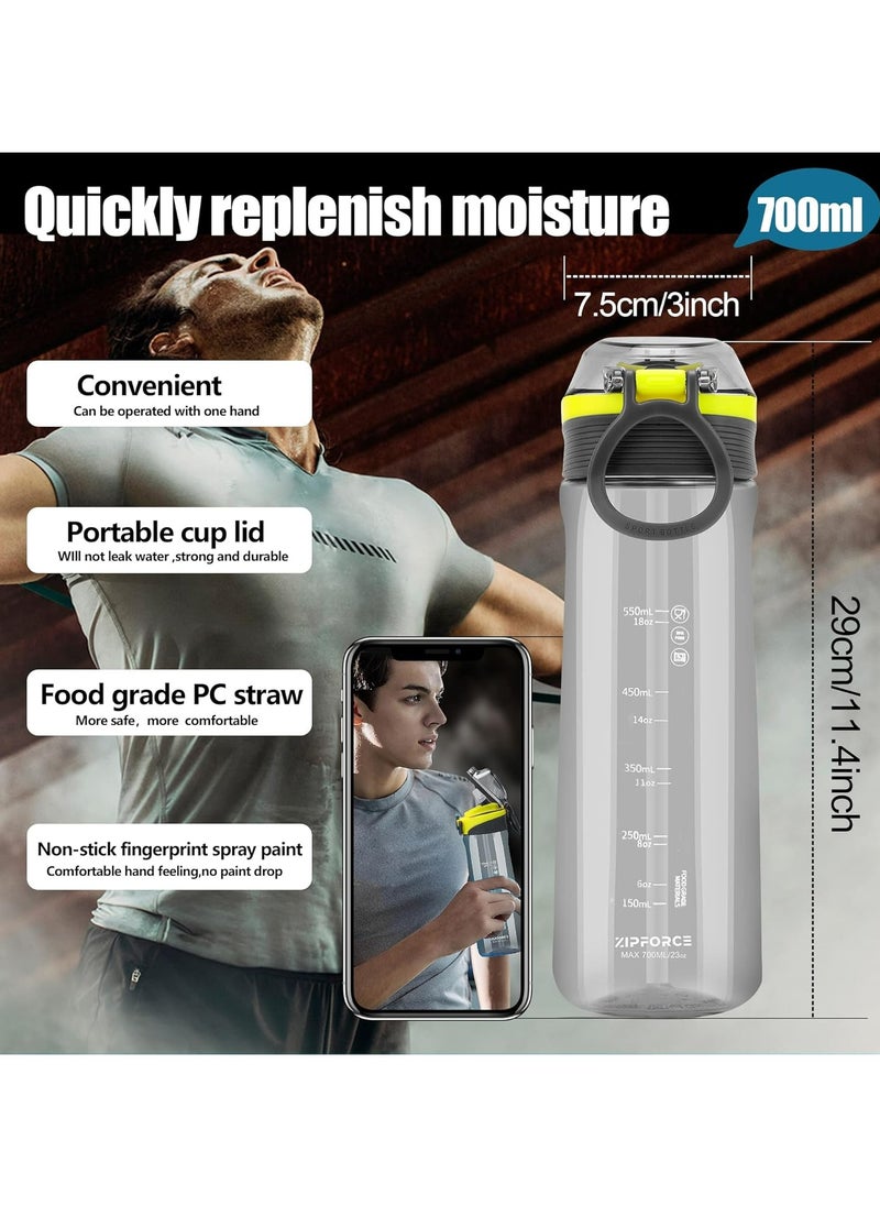 ZIPFORCE - ZIPFORCE Best Sports Water Bottle - 700ML Tritain Water Bottle with Time Maker Leakproof Free Drinking water bottle BPA free for Fitness, Gym and Outdoor Sports - Image 1