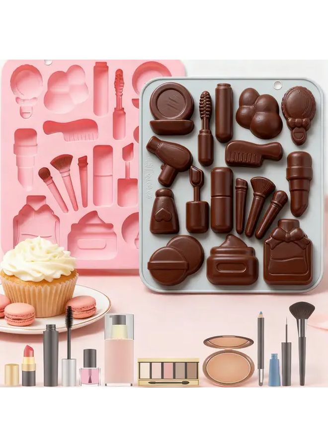 2pcs Pink Gray Silicone Molds Chocolate Candy Cake Baking Tool Suitable For Candies Desserts - Image 1