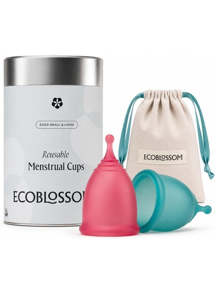 Ecoblossom كوب الدورة الشهرية للنساء القابل لإعادة الاستخدام عبوة من قطعتين - Image 1