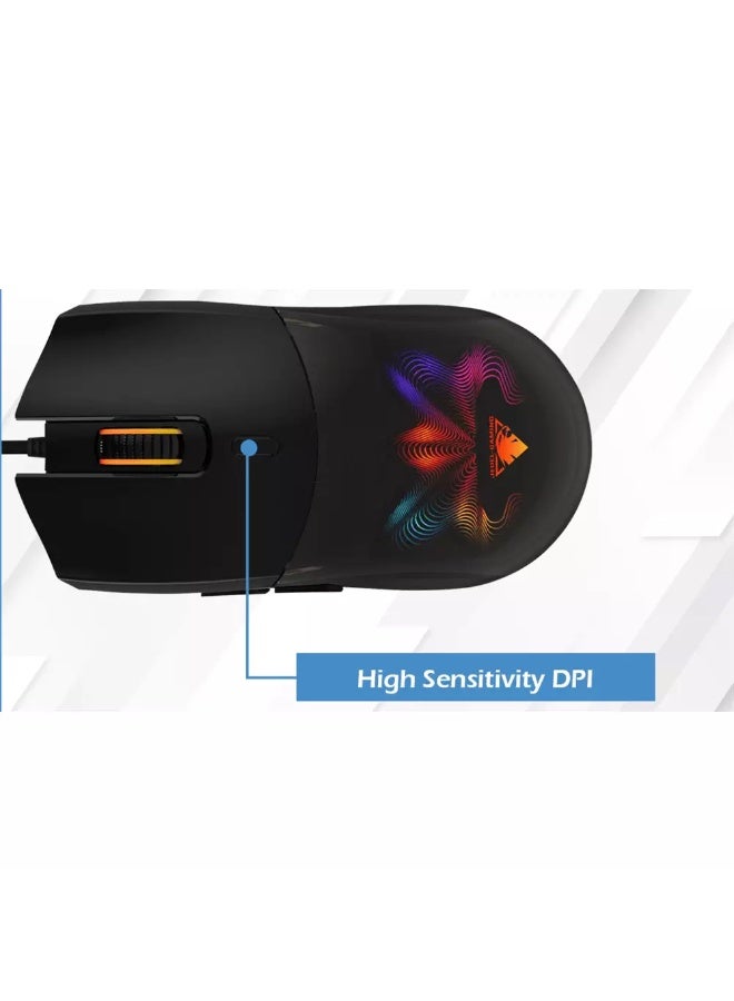 جي ديل ماوس الألعاب GM1320 RGB - مستشعر بصري 7200 نقطة في البوصة - معدل استطلاع 1000 هرتز - 7 أزرار كابل مضفر - Image 4