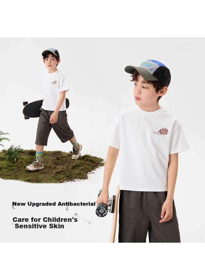 Nubiwu Children's Short-sleeve T-shirt, Summer Cool Breathable Top, Boys' Casual Stylish Summer Clothing, Big Boys' Half-sleeve Shirt - Image 1