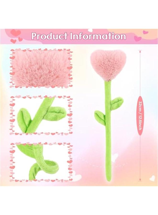 10 Pcs Plush Heart Floral Stuffed Bendable Stems Plush Bouquet Toy Soft Rose Flower 12.6 Inch for  Classroom 2025 Mother's Day Valentines Day Girl Girlfriend Wife(10 Pcs Colorful Heart) - Image 2