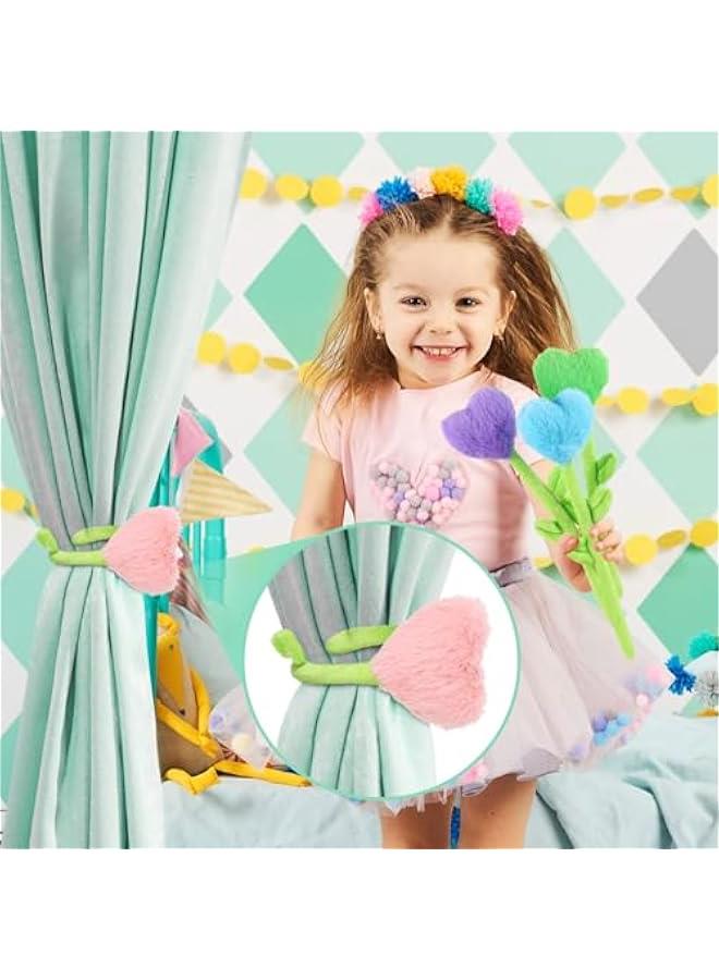 10 Pcs Plush Heart Floral Stuffed Bendable Stems Plush Bouquet Toy Soft Rose Flower 12.6 Inch for  Classroom 2025 Mother's Day Valentines Day Girl Girlfriend Wife(10 Pcs Colorful Heart) - Image 5