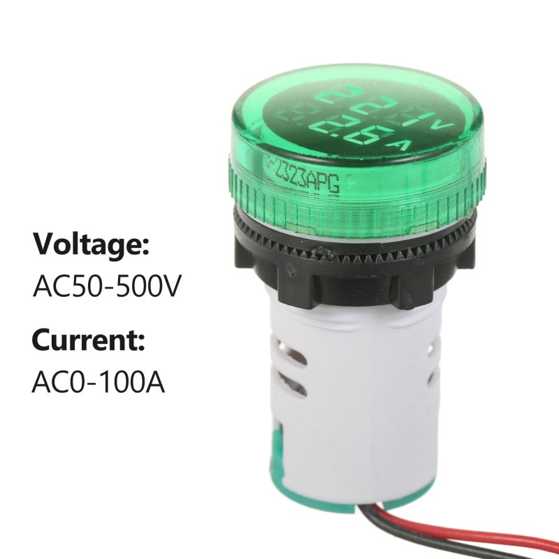 مقياس الفولتميتر: لوحة دائرية خضراء مقاس 30*30 مم - شاشة LED ثلاثية الأرقام عالية السطوع، نطاق AC واسع 0-100 أمبير و 50-500 فولت لاستخدام في الكهرباء والاتصالات الهاتفية والميكانيكا - Image 5