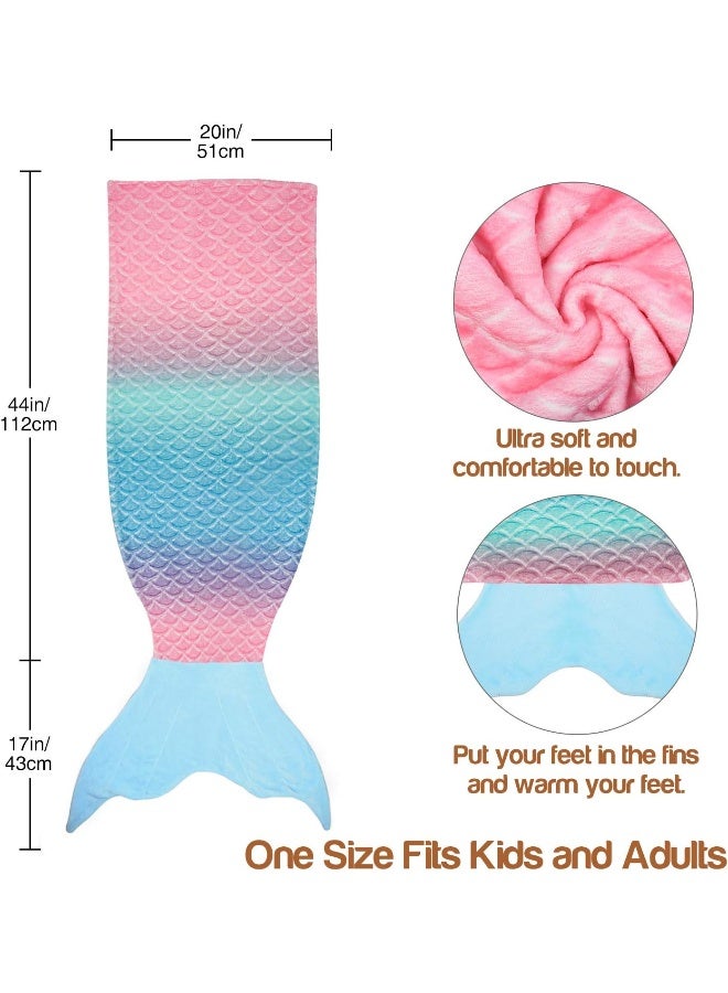 Catalonia Catalonia Kids Mermaid Tail Blanket, Super Soft Plush Flannel Sleeping Snuggle Blanket for Girls  - Image 4