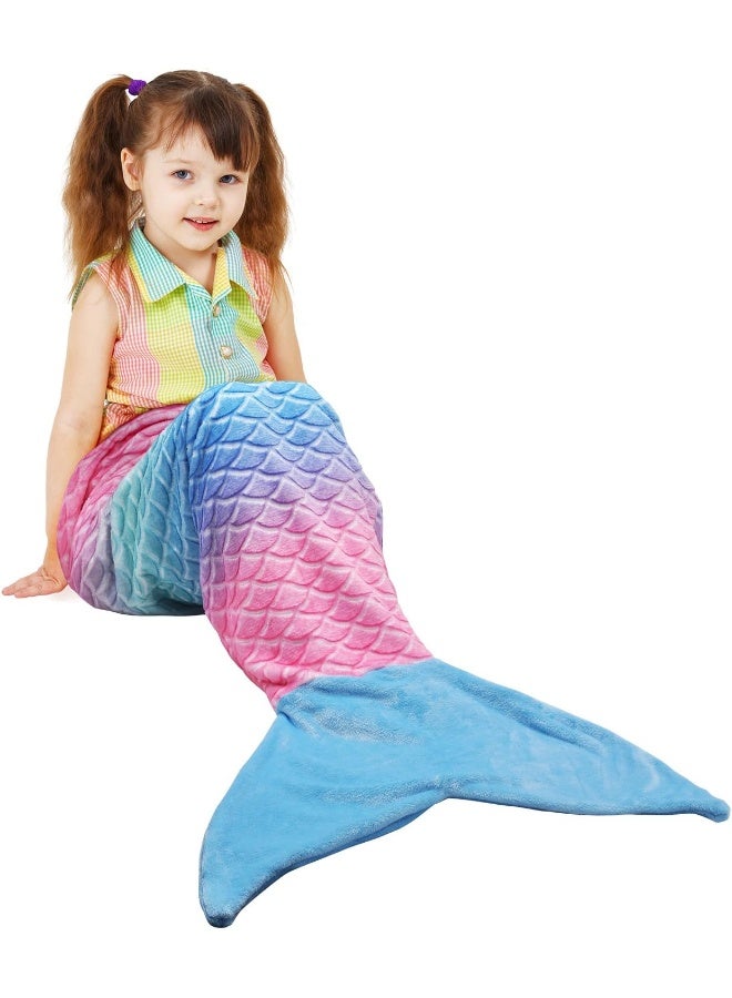 Catalonia Catalonia Kids Mermaid Tail Blanket, Super Soft Plush Flannel Sleeping Snuggle Blanket for Girls  - Image 1