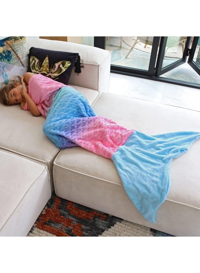 Catalonia Catalonia Kids Mermaid Tail Blanket, Super Soft Plush Flannel Sleeping Snuggle Blanket for Girls  - Image 3