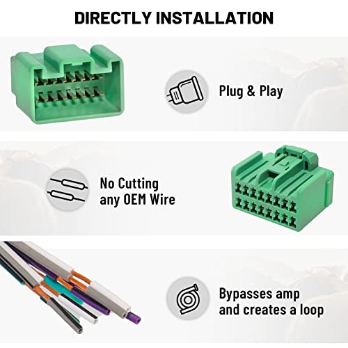 RED WOLF محول توصيل مكبر الصوت RED WOLF AMP مع كابل توصيل فرعي متوافق مع 2014-2021 شيفروليه GMC سيلفرادو سييرا يوكون - Image 4