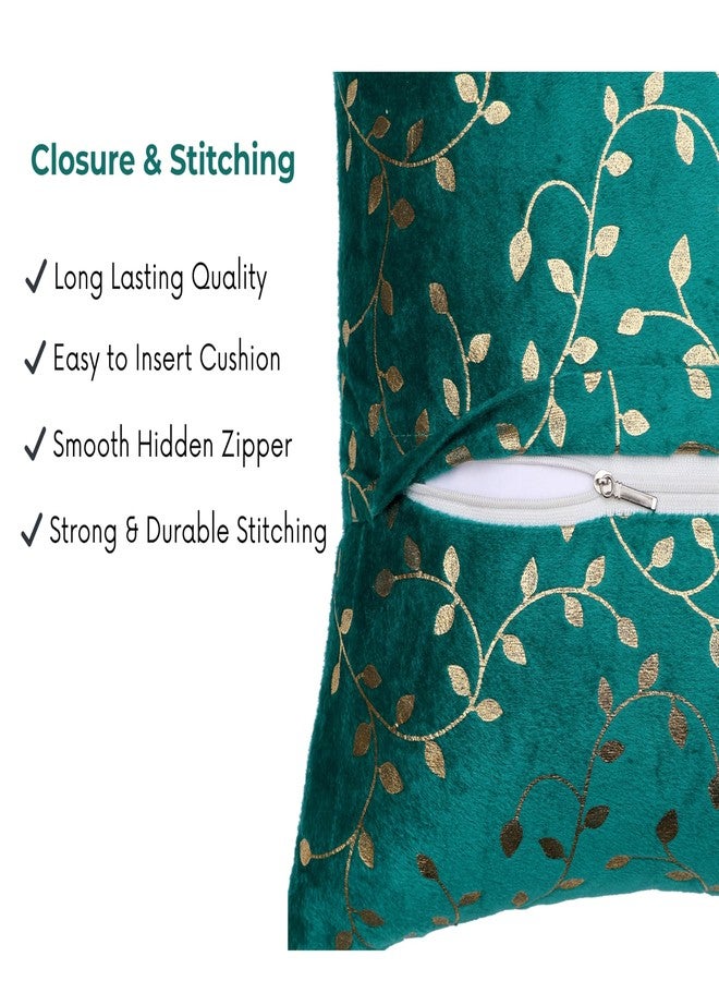 RD TREND Velvet Cushion Covers, 40 x 40 cm/16 x 16 inches, Pack of 2,250 TC, Side Zipper (Sea Green) - Image 4