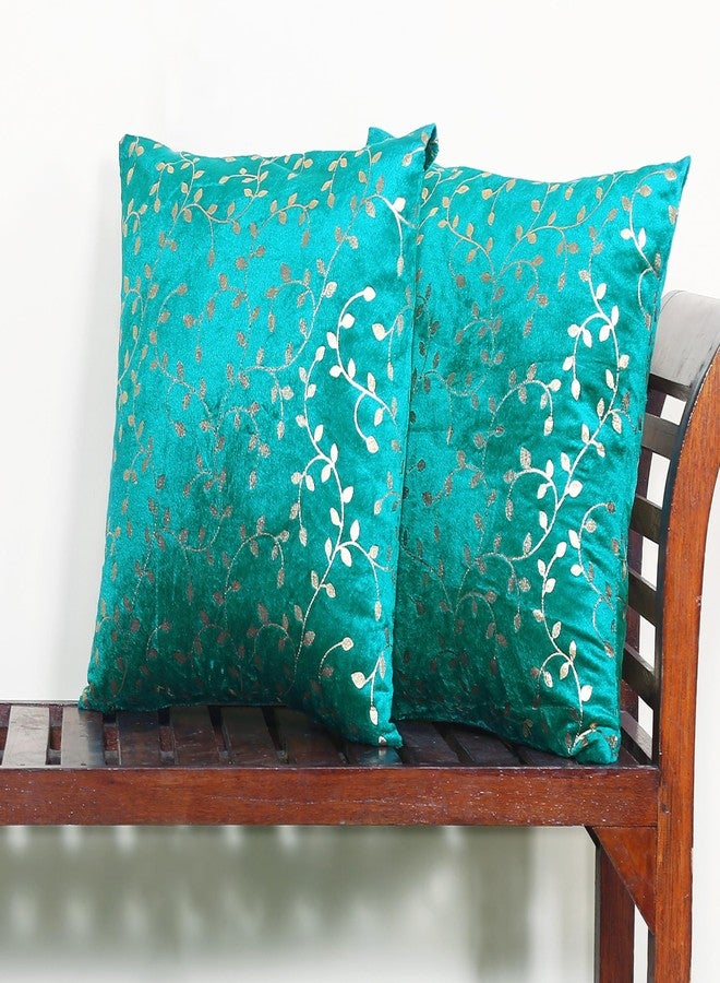 RD TREND Velvet Cushion Covers, 40 x 40 cm/16 x 16 inches, Pack of 2,250 TC, Side Zipper (Sea Green) - Image 1