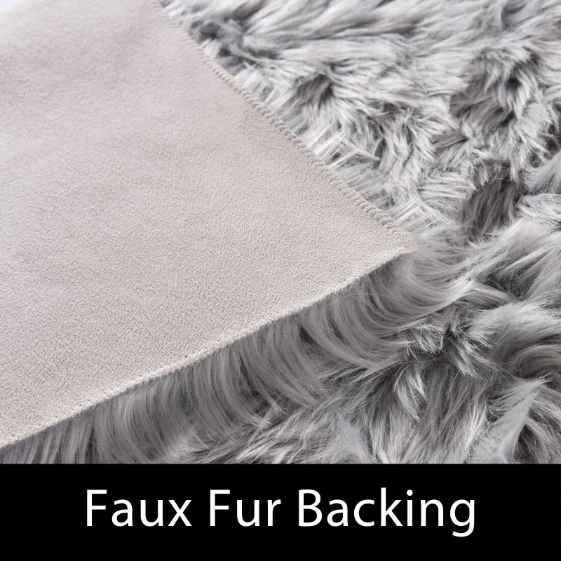 Latepis Washable 5x7 Grey Faux Fur Rugs for Living Room Soft Shag Rugs for Bedroom Perfect Sofa Floor Plush Rug Fluffy Carpet for Entertainment Room Home DÃ©cor - Image 3