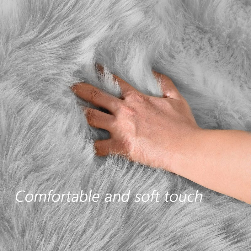 Latepis Washable 5x7 Grey Faux Fur Rugs for Living Room Soft Shag Rugs for Bedroom Perfect Sofa Floor Plush Rug Fluffy Carpet for Entertainment Room Home DÃ©cor - Image 4