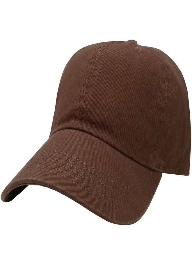 Falari Classic Baseball Cap Dad Hat 100% Cotton Soft Adjustable Size Dark Brown - Image 1