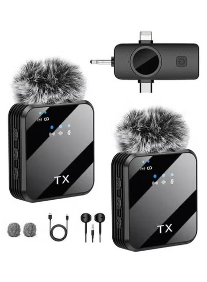 YJS Wireless Lavalier Microphone for Mobile Video Recording – 2.4G Clip-On Rechargeable Mini Mic with Noise Reduction – Ideal for Live Streaming, Vlogging, YouTube, Interviews, Online Classes – Plug & Play Wireless Mic for Smartphones and Tablets