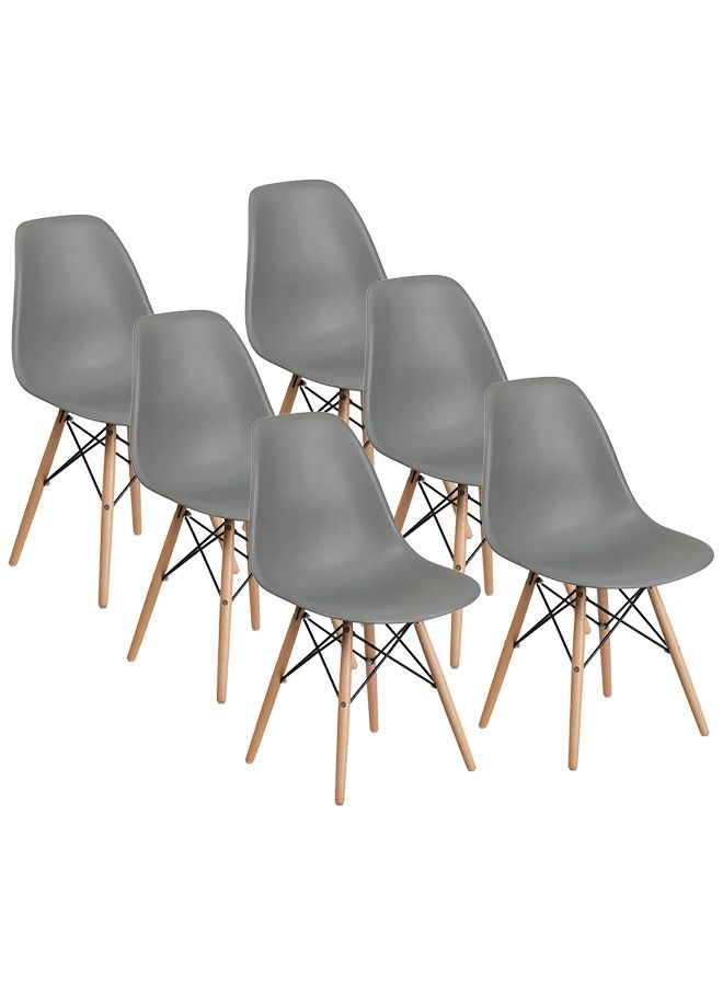 Taimi 6-Piece Office Chair with Wood Legs grey 70x40x40cm  - Image 1