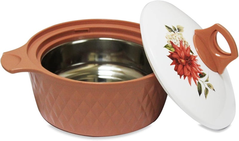 Asian Casserole Hotpot, Stainless Steel insulated Hot Pot, Food Warmer, Keeps Food Warm for Hours | Diamond | Set of 3 Pcs | 1.5L, 2.5L, 3.5L (Brown) - Image 3