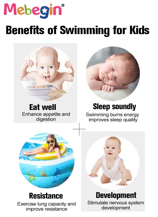 MEBEGIN - 130*90*48cm Rectangle Shape Inflatable Swimming Pool with Marine Animal Print, Thickened Swimming Pool, Paddling Pool with Inflatable Safety Bubble Bottom, Durable Multifunctional Blow up Pool, Family Lounge Pool, Ideal Choice for Indoor Entertainment and Outdoor Activities - Image 1