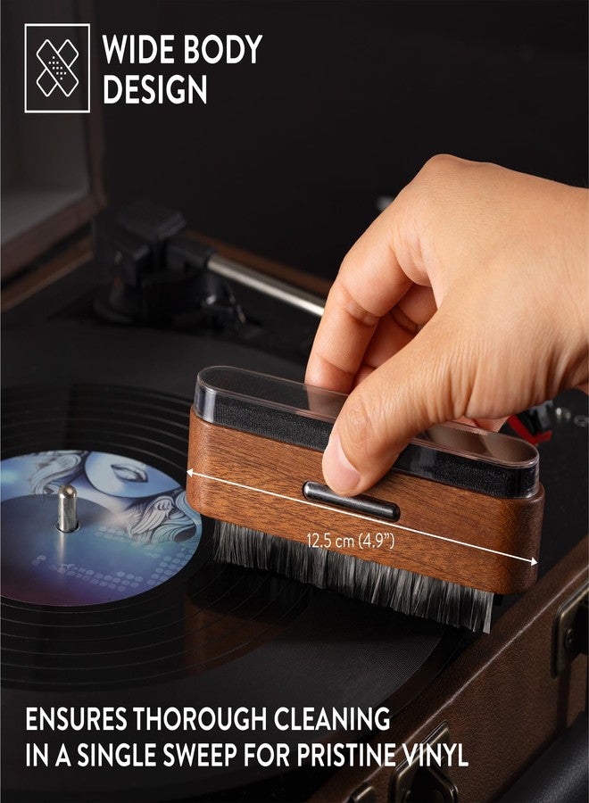 Big Fudge Vinyl 2-in-1 Wooden Record Cleaning Brush - Record Player Accessories and Gifts - LP Cleaner and Static Dissipator - Carbon Fibre and Velvet Brush Kit for Vinyl Records - Image 5