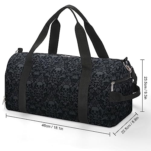 NELife Victorian Gothic Black Skull Sport Gym Duffle Travel Bag with Shoe Compartment,Wet Pocket for Men And Women - Image 2