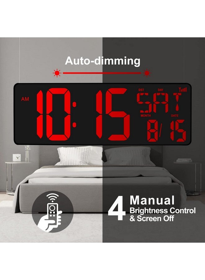 XREXS Large Digital Wall Clock WiFi Sync, 16.5 in Large Display Wall Clock with Temperature/Date/Week, LED Big Digital Timer Clock with Remote Control, Alarm Clock for Home and Office, Auto-dimming - Image 4