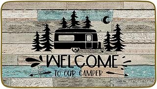 Burosev Burosev Camper Themed Decorative Doormat, Camping Floor Mat, Rustic Welcome to Our Camper Farmhouse Decor for Home - Image 1