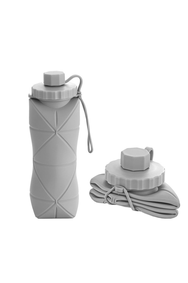 Grey New Creative Silicone Folding Water Cup Outdoor Portable and Scalable Water Cup Sports Water Bo