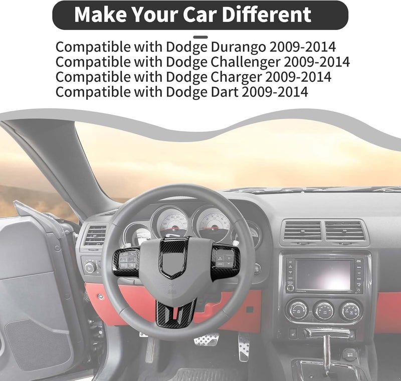 HTHE Carbon Fiber Steering Wheel Frame Bezel for Dodge - Image 3