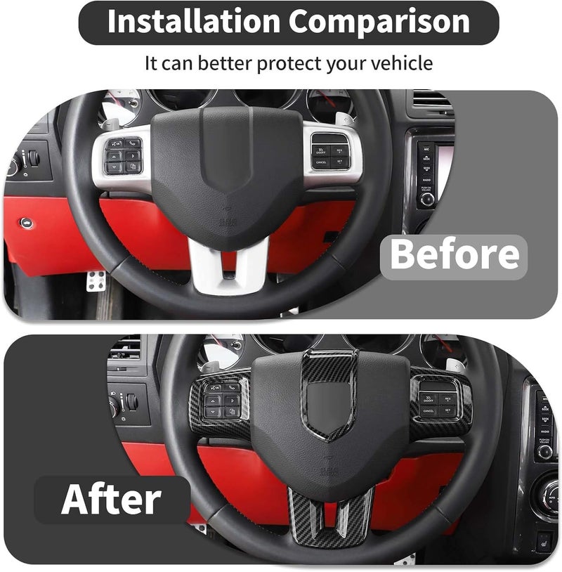 HTHE Carbon Fiber Steering Wheel Frame Bezel for Dodge - Image 4