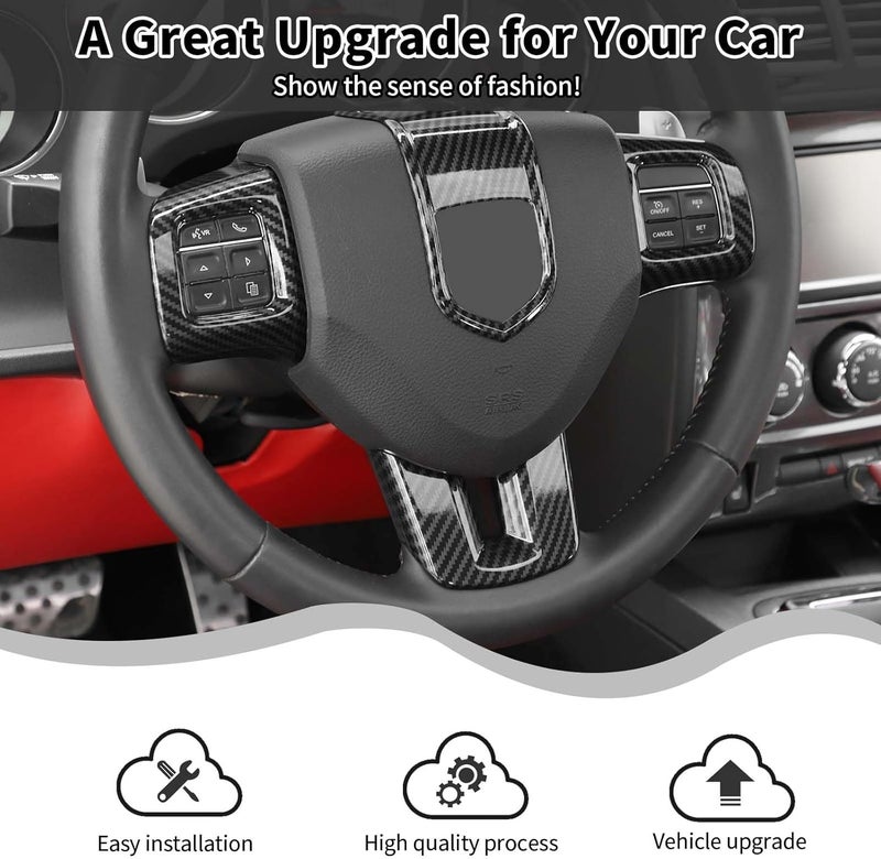 HTHE Carbon Fiber Steering Wheel Frame Bezel for Dodge - Image 2