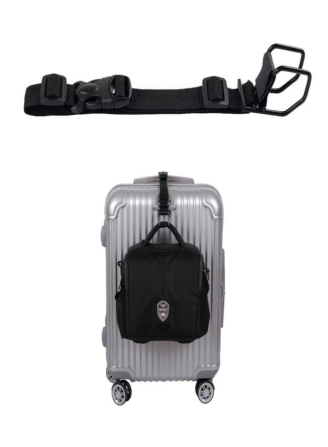 Vigorport J Hook Luggage Strap Add a Bag Hook Hanger Strap, Adjustable attaches Briefcase Together (Black-Normal Size) - Image 1