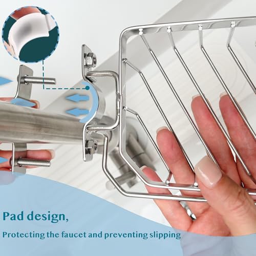 OSOVGO Sponge Holder for Kitchen Sink, Kitchen Organizer, 304 Stainless Steel Cleaning Supplies Organizer, Sink Brush Holder, Sink Organizer, Hanging Organizer (ROUND RIGHT) - Image 4
